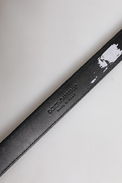 Cinturón clásico con hebilla metálica de cuero negro de Dolce &amp; Gabbana