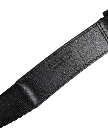 Cinturón con hebilla metálica con logotipo estampado en blanco y negro de Dolce &amp; Gabbana