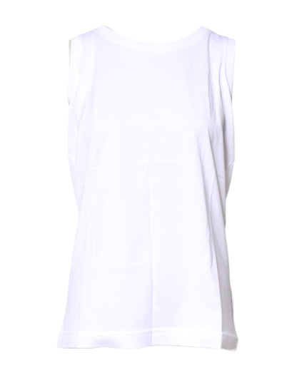 Dolce &amp; Gabbana Camiseta sin mangas de algodón blanca con cuello redondo