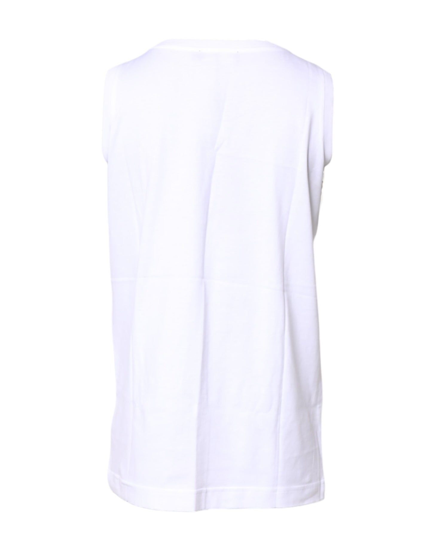 Dolce &amp; Gabbana Camiseta sin mangas de algodón blanca con cuello redondo
