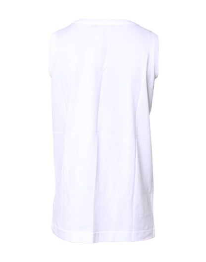 Dolce &amp; Gabbana Camiseta sin mangas de algodón blanca con cuello redondo