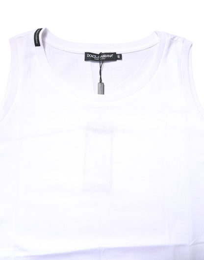 Dolce &amp; Gabbana Camiseta sin mangas de algodón blanca con cuello redondo
