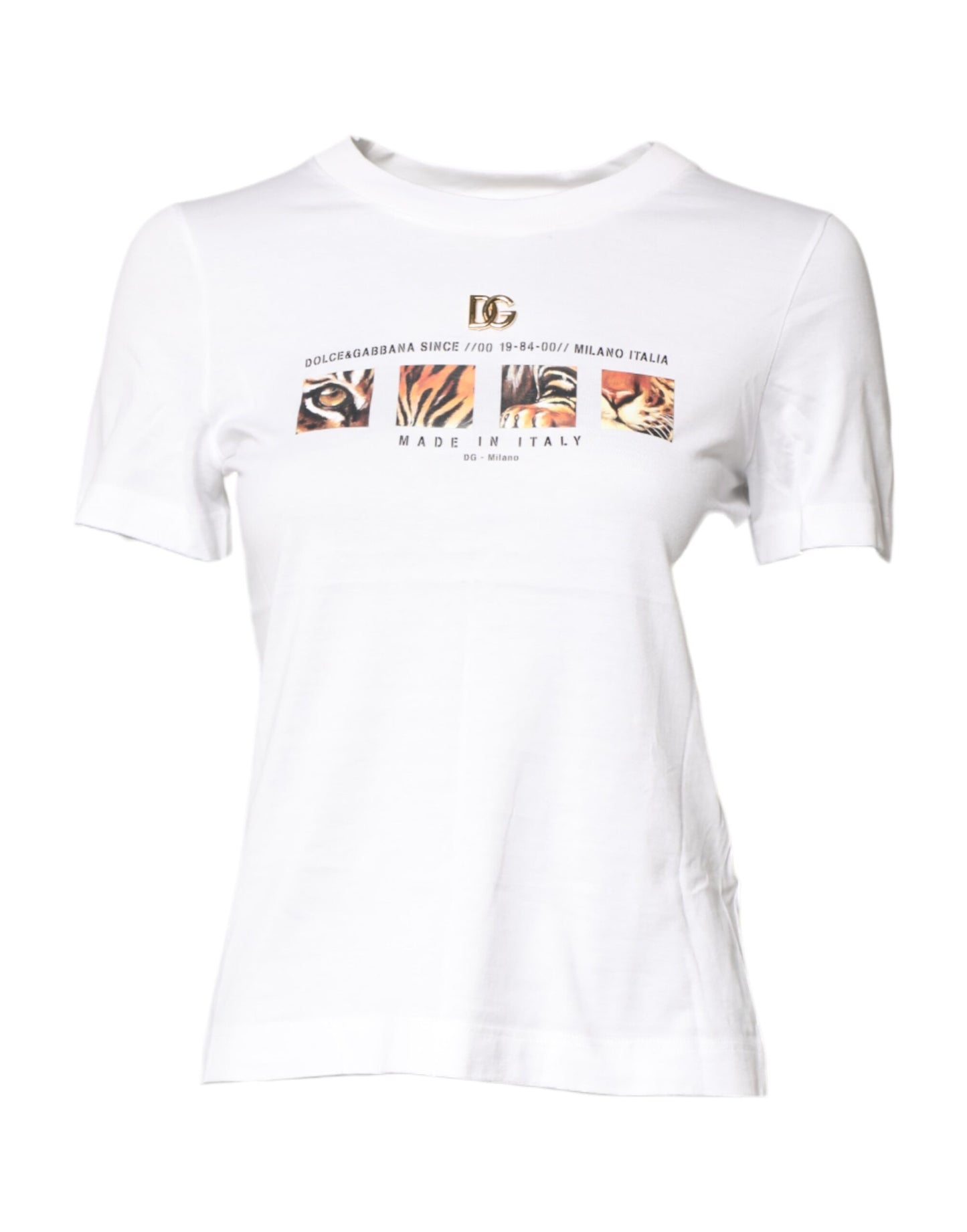 Dolce &amp; Gabbana White Cotton Graphic Print Crew Neck T-shirt