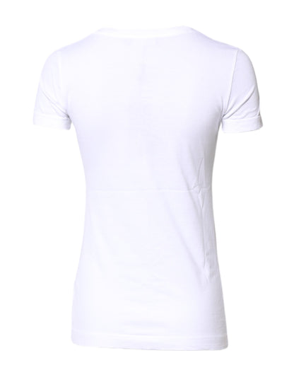 Camiseta blanca de algodón con cuello redondo y manga corta de Dolce &amp; Gabbana