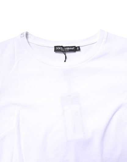 Camiseta blanca de algodón con cuello redondo y manga corta de Dolce &amp; Gabbana