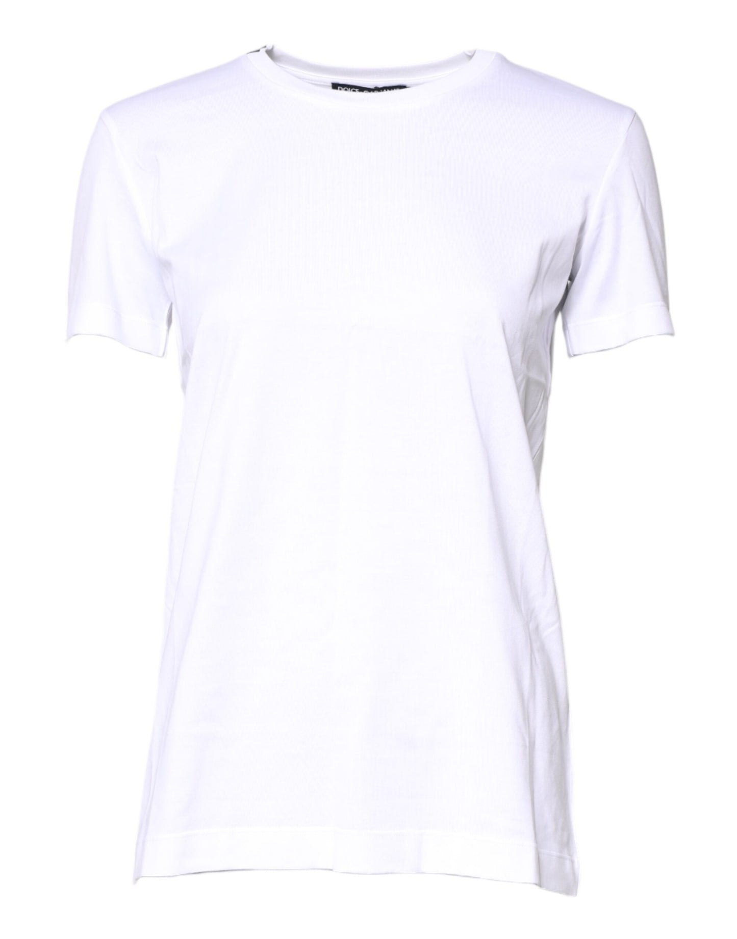 Camiseta blanca de algodón con cuello redondo y manga corta de Dolce &amp; Gabbana