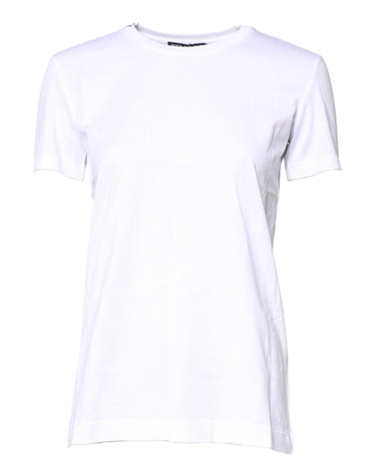 Camiseta blanca de algodón con cuello redondo y manga corta de Dolce &amp; Gabbana