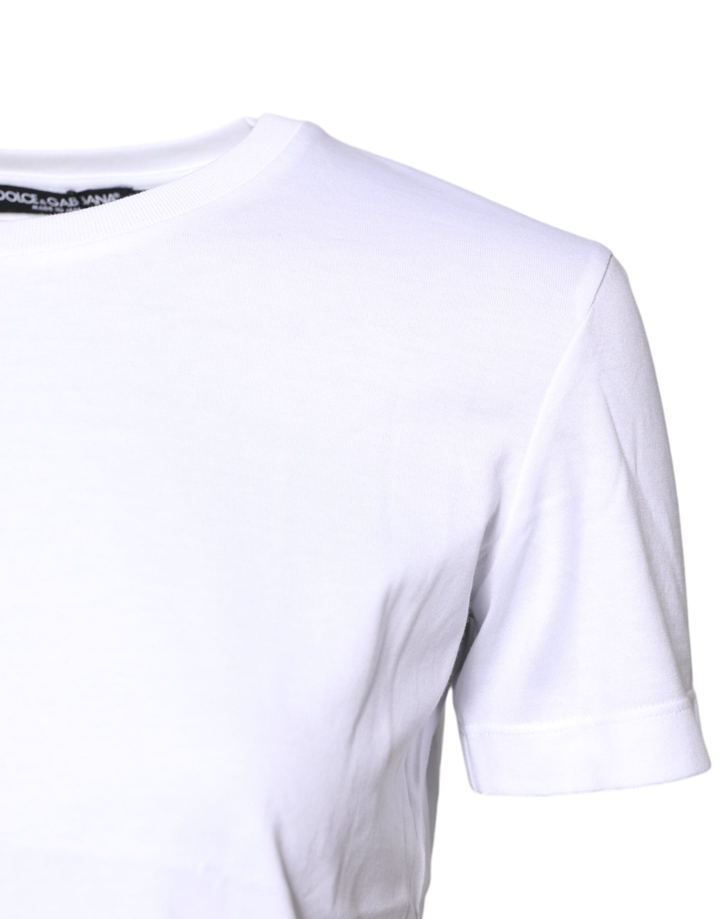 Camiseta blanca de algodón con cuello redondo y manga corta de Dolce &amp; Gabbana