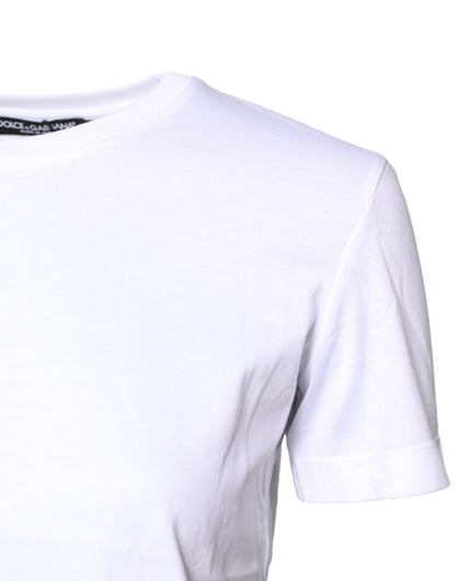 Camiseta blanca de algodón con cuello redondo y manga corta de Dolce &amp; Gabbana