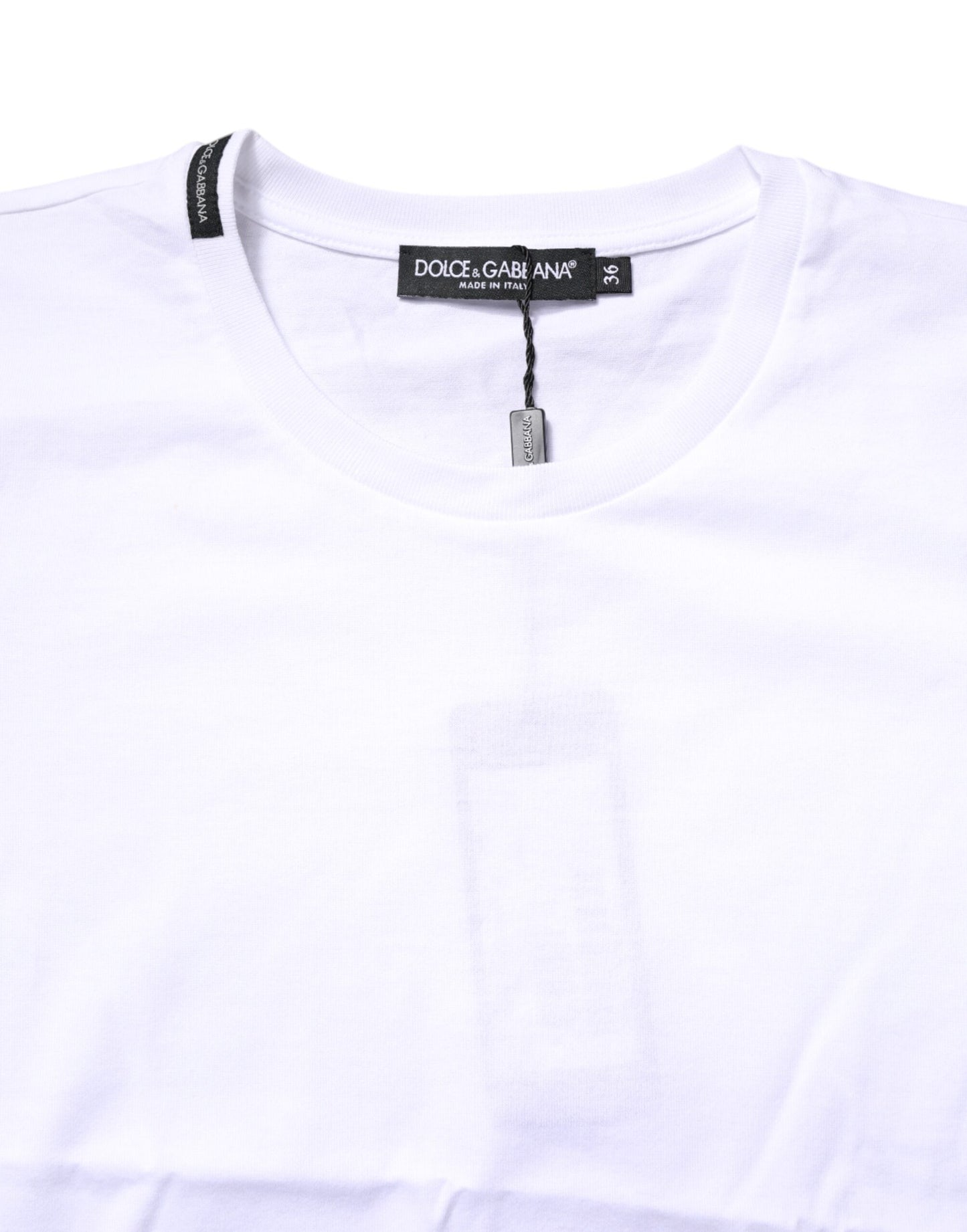 Camiseta blanca de algodón con cuello redondo y manga corta de Dolce &amp; Gabbana