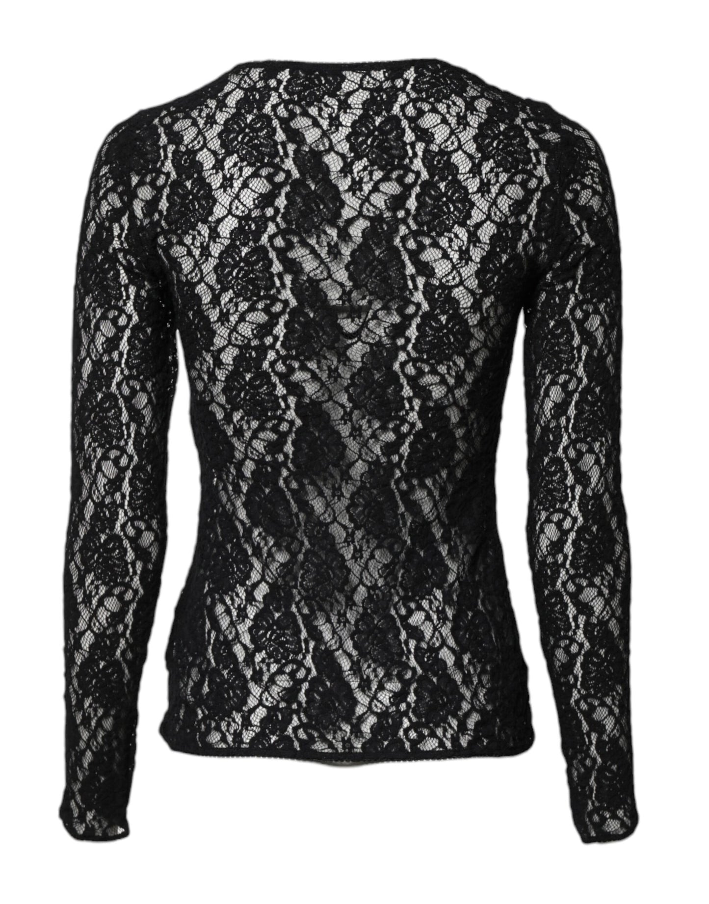 Dolce &amp; Gabbana Black Floral Lace Long Sleeves Pullover Top