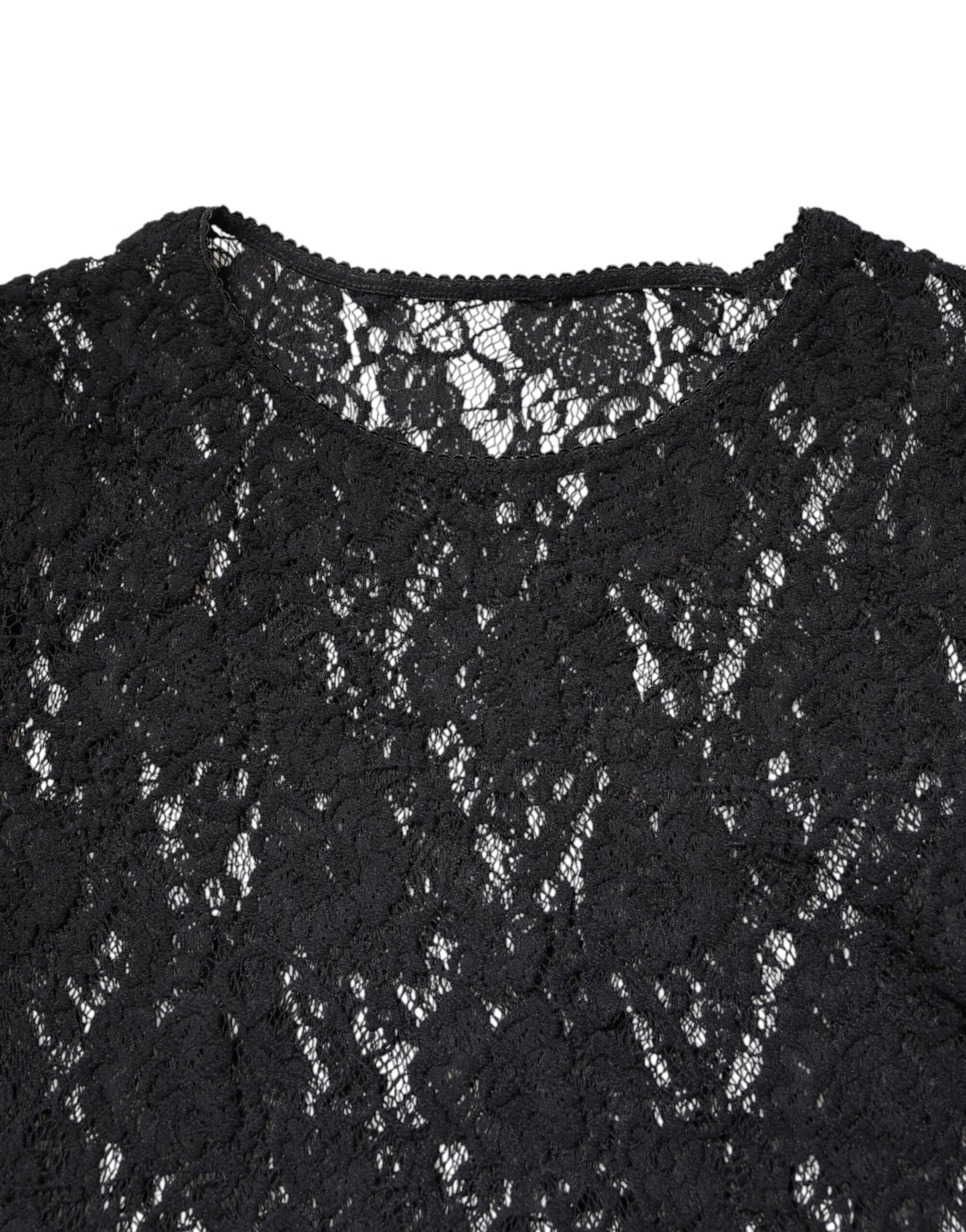 Dolce &amp; Gabbana Black Floral Lace Long Sleeves Pullover Top