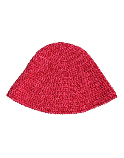 Dolce & Gabbana Red Cotton Crochet DG Logo Bucket Hat