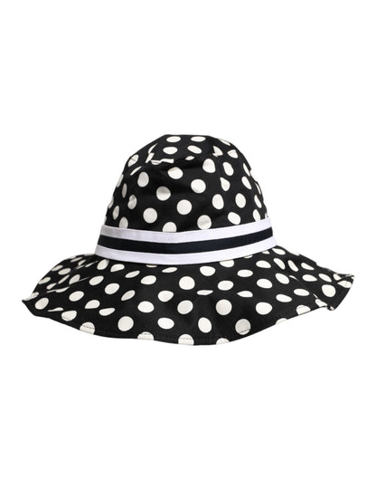 Dolce & Gabbana Black White Polka Dot Wide Brim Bucket Hat