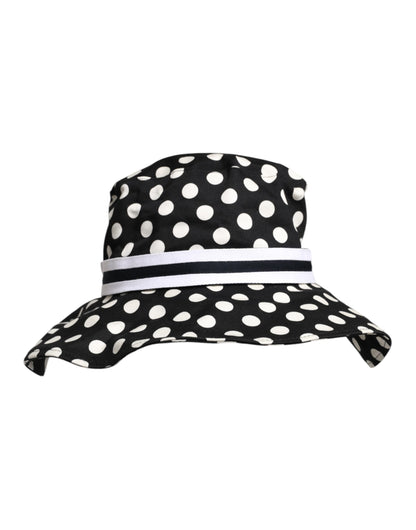 Dolce & Gabbana Black White Polka Dot Wide Brim Bucket Hat