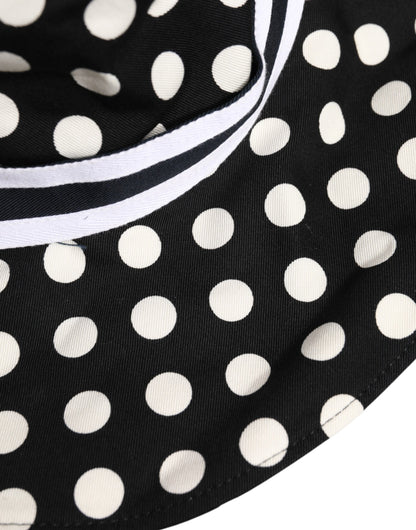 Dolce & Gabbana Black White Polka Dot Wide Brim Bucket Hat