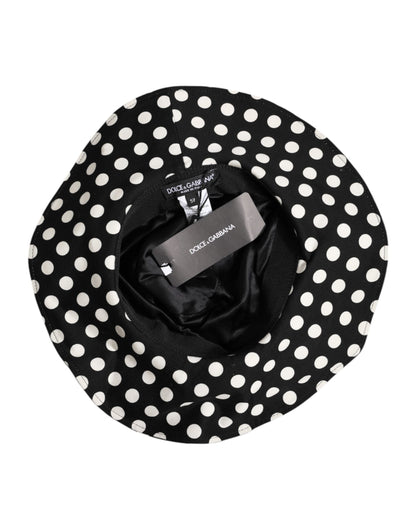 Dolce & Gabbana Black White Polka Dot Wide Brim Bucket Hat