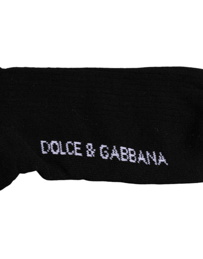 Dolce & Gabbana Black Cotton DG Logo Mid Calf Men Socks