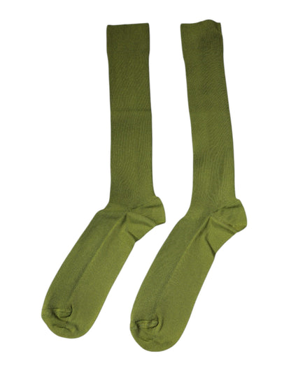 Dolce & Gabbana Green Cotton Logo Over The Calf Socks