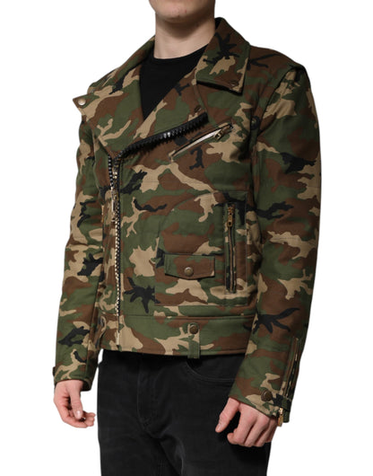 Chaqueta biker de nailon con estampado de camuflaje multicolor de Dolce &amp; Gabbana