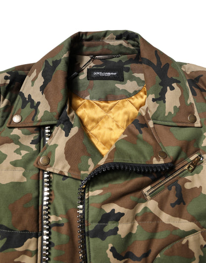 Chaqueta biker de nailon con estampado de camuflaje multicolor de Dolce &amp; Gabbana