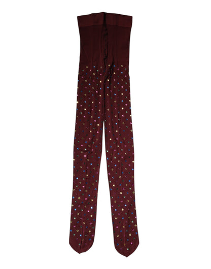 Collants Dolce &amp; Gabbana en nylon marron ornés de cristaux