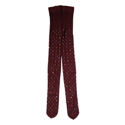 Collants Dolce &amp; Gabbana en nylon marron ornés de cristaux