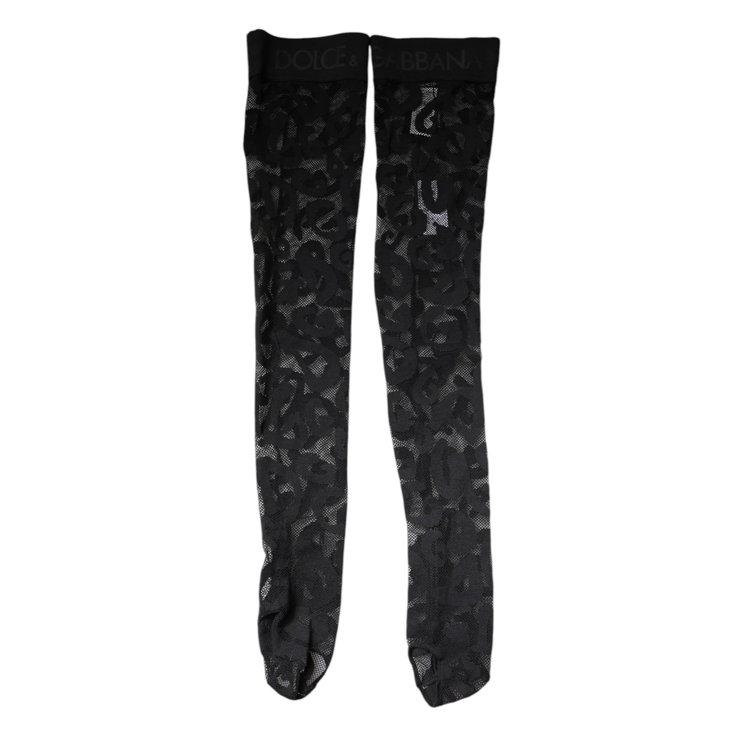 Chaussettes en coton stretch à dentelle florale noire Dolce &amp; Gabbana