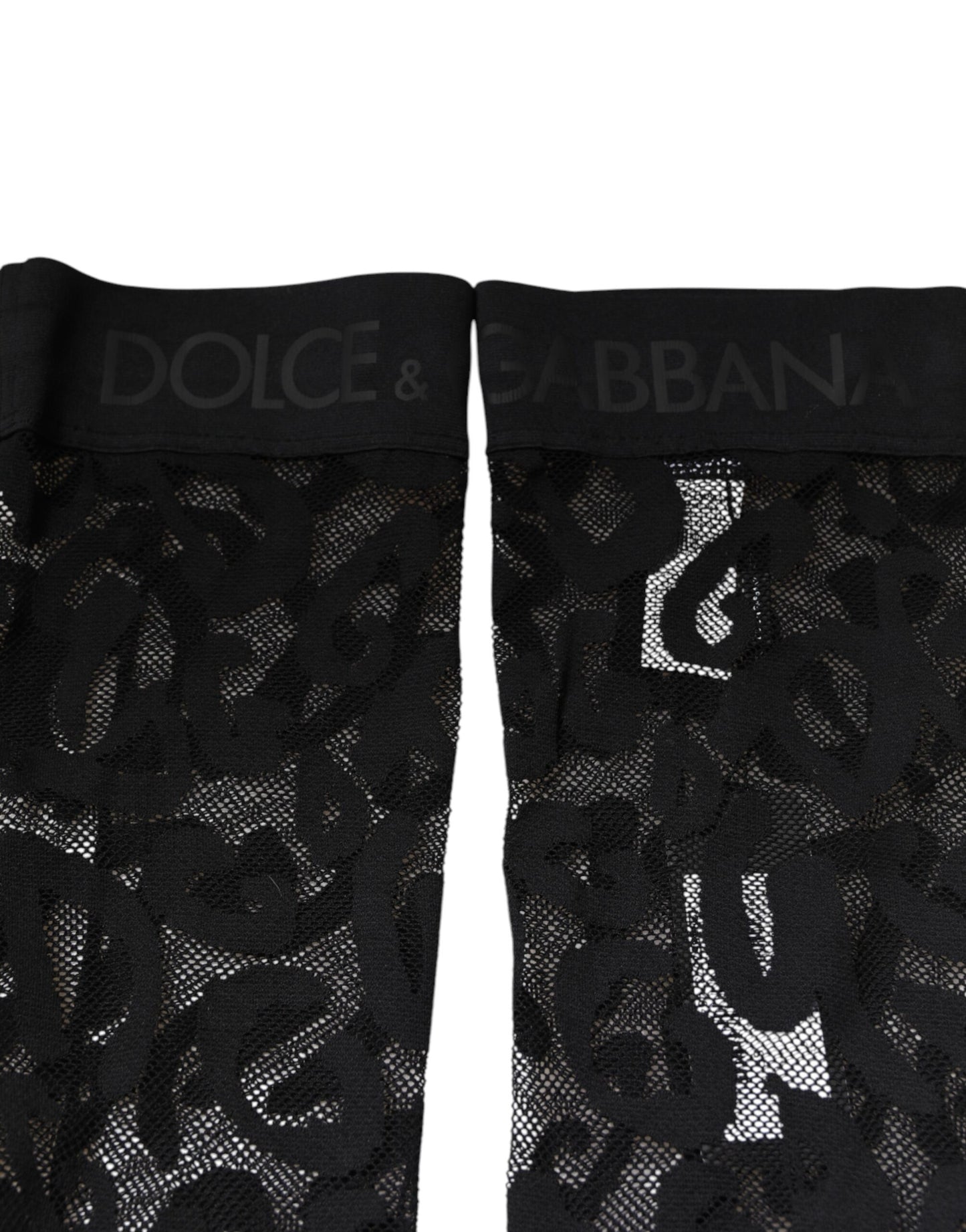 Chaussettes en coton stretch à dentelle florale noire Dolce &amp; Gabbana