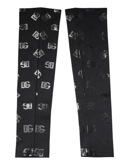 Mangas de lana elástica con monograma y logotipo DG en negro de Dolce &amp; Gabbana