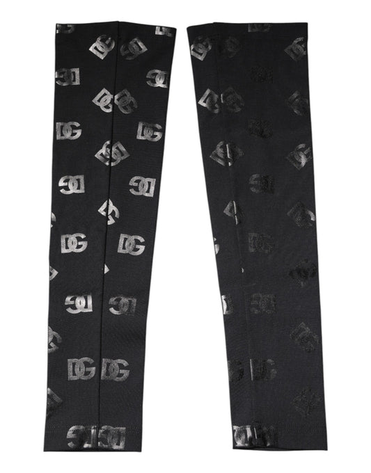 Mangas de lana elástica con monograma y logotipo DG en negro de Dolce &amp; Gabbana