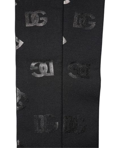Mangas de lana elástica con monograma y logotipo DG en negro de Dolce &amp; Gabbana