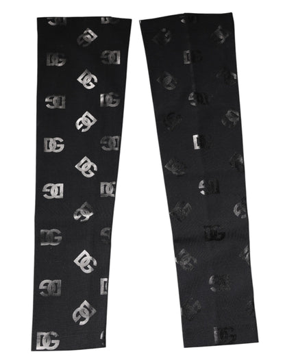 Mangas de lana elástica con monograma y logotipo DG en negro de Dolce &amp; Gabbana