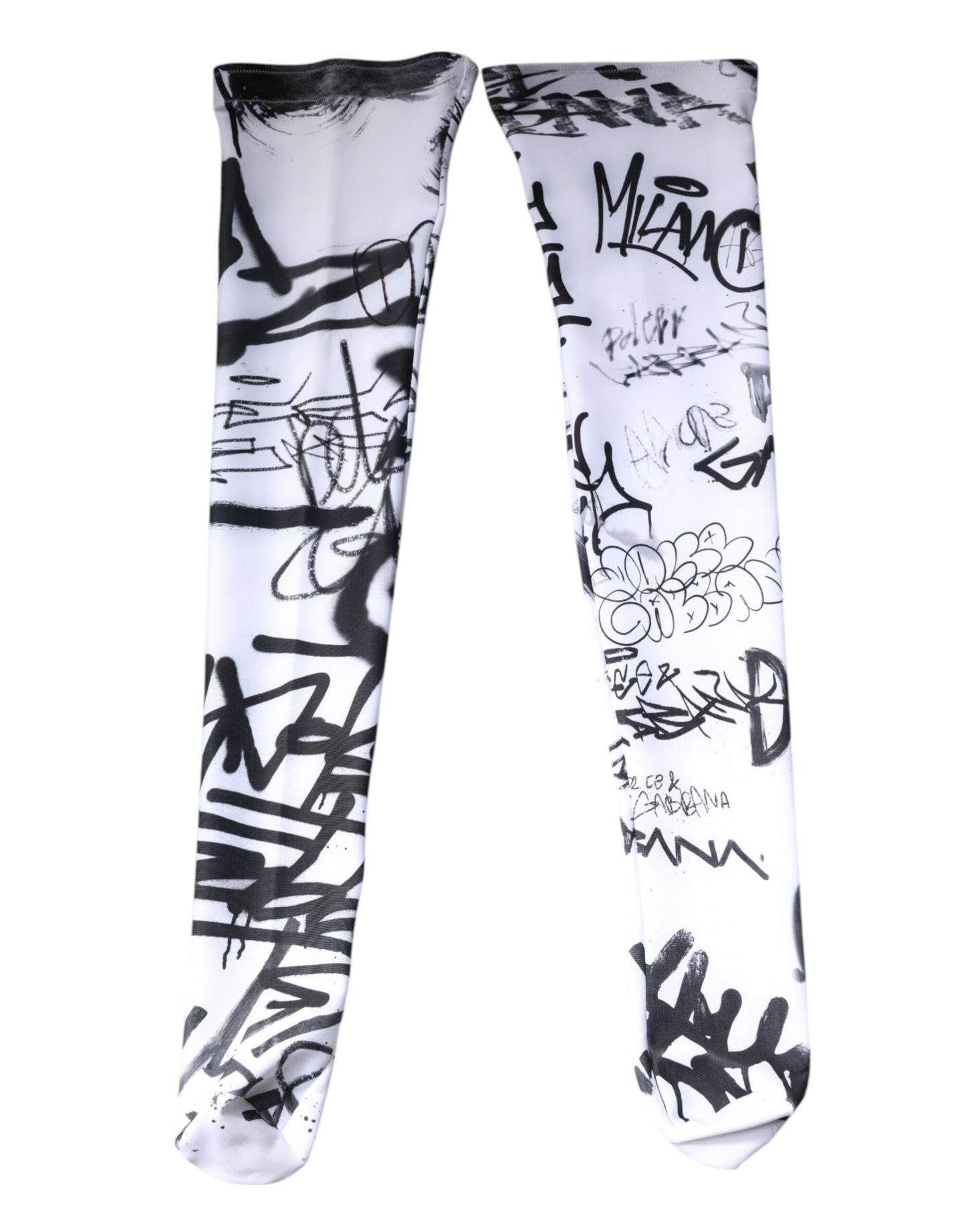 Chaussettes mi-mollet en coton blanc à motif graffiti Dolce &amp; Gabbana