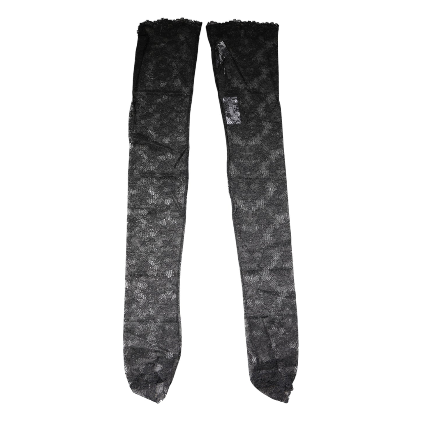 Chaussettes en coton stretch à dentelle florale noire Dolce &amp; Gabbana