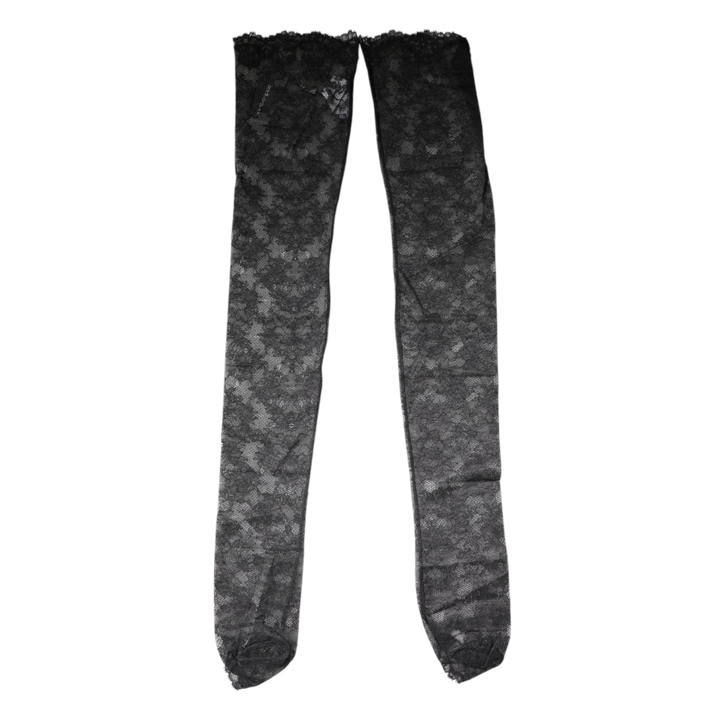 Chaussettes en coton stretch à dentelle florale noire Dolce &amp; Gabbana