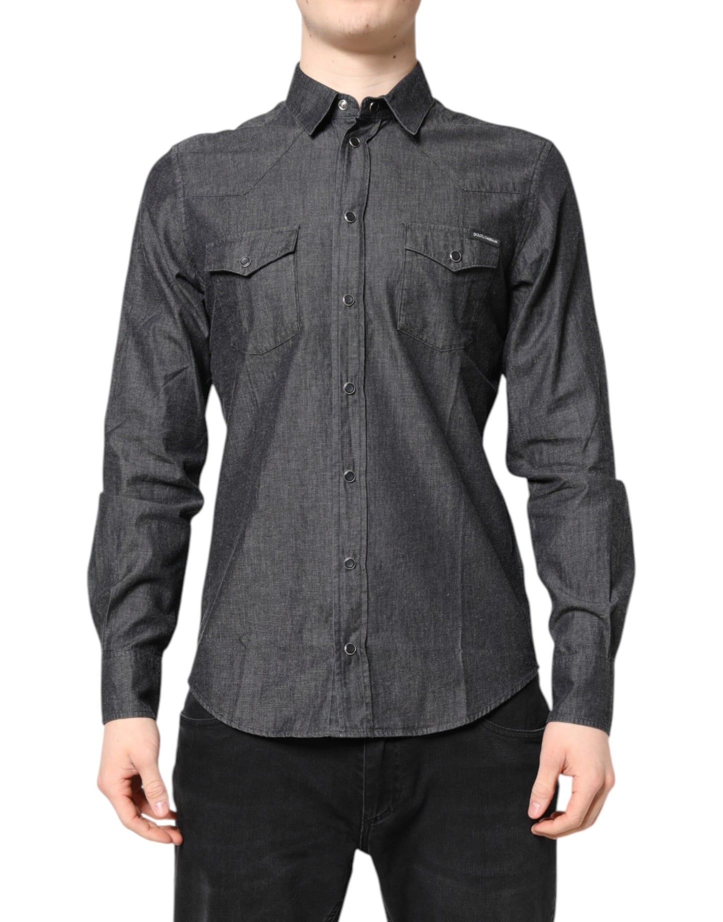 Dolce & Gabbana Gray Cotton Long Sleeves Casual Shirt