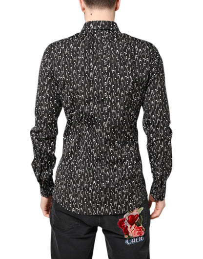 Dolce & Gabbana Black GOLD Floral Embroidery Formal Shirt