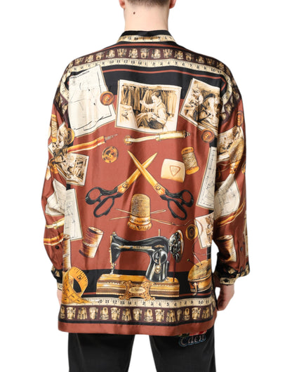 Dolce & Gabbana Multicolor Tailor Print Silk Casual Shirt