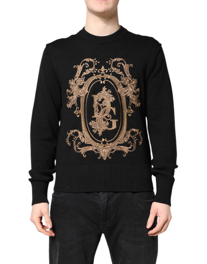 Dolce & Gabbana Black Logo Embroidery Knit Pullover Sweater
