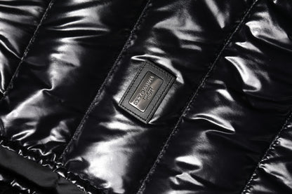 Dolce & Gabbana Black Logo Plaque Full Zip Puffer Jacket