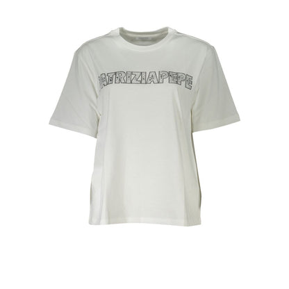 T-shirt élégant à manches courtes et col ras du cou avec détails en strass de Patrizia Pepe