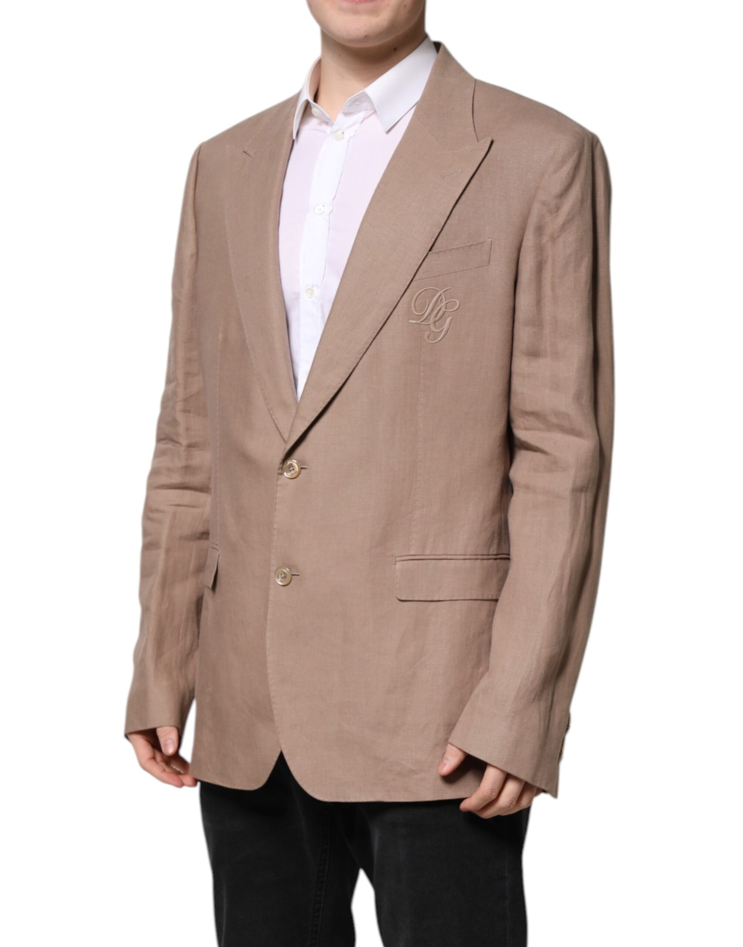 Dolce &amp; Gabbana Beige TAORMINA Single Breasted Coat Blazer