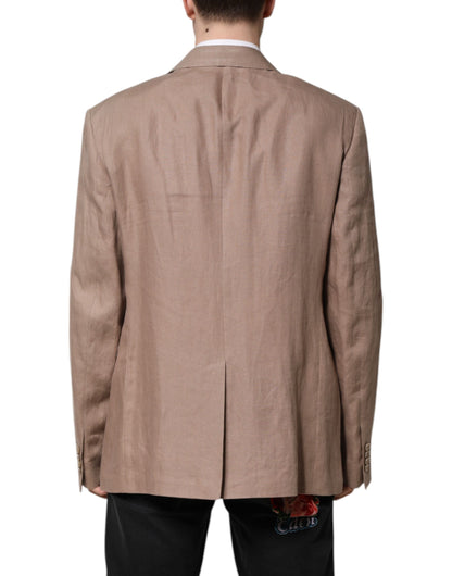 Dolce &amp; Gabbana Beige TAORMINA Single Breasted Coat Blazer