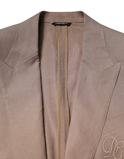 Dolce &amp; Gabbana Beige TAORMINA Single Breasted Coat Blazer