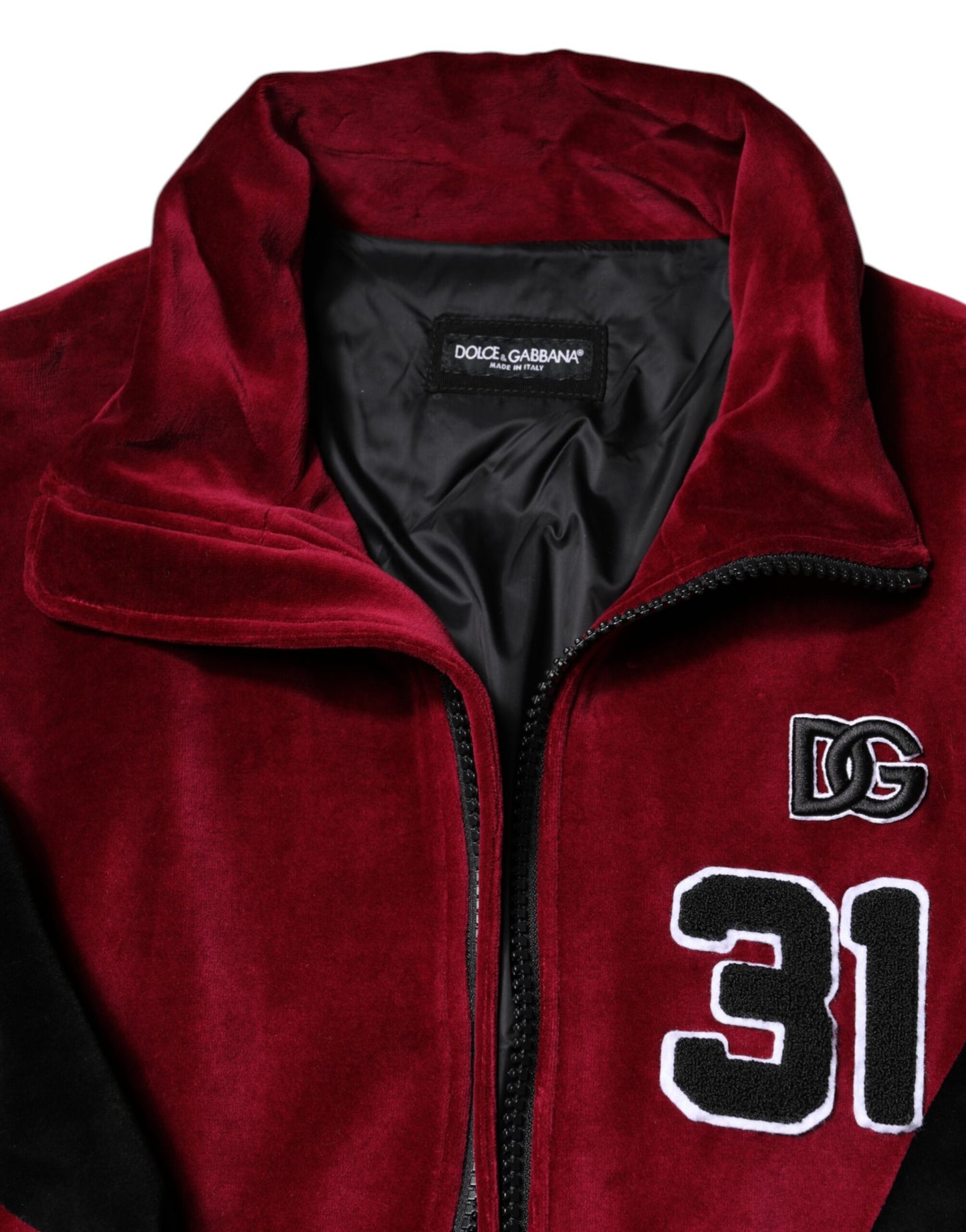 Chaqueta bomber Dolce &amp; Gabbana de algodón con cremallera completa y logotipo en rojo y negro