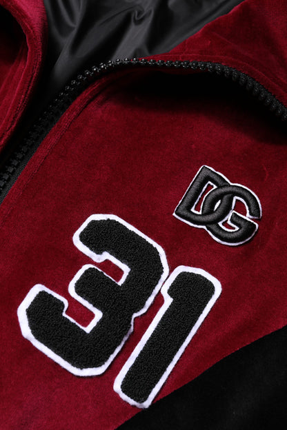 Chaqueta bomber Dolce &amp; Gabbana de algodón con cremallera completa y logotipo en rojo y negro