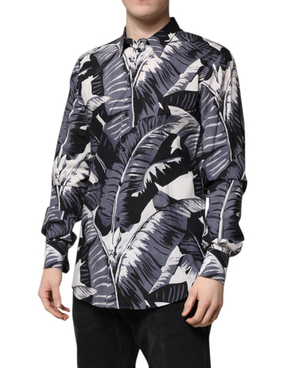 Camisa Dolce &amp; Gabbana Multicolor GOLD de algodón con estampado de hojas de plátano