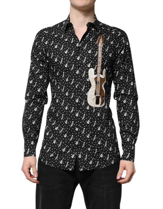 Camisa Dolce &amp; Gabbana con adornos de instrumentos dorados en negro