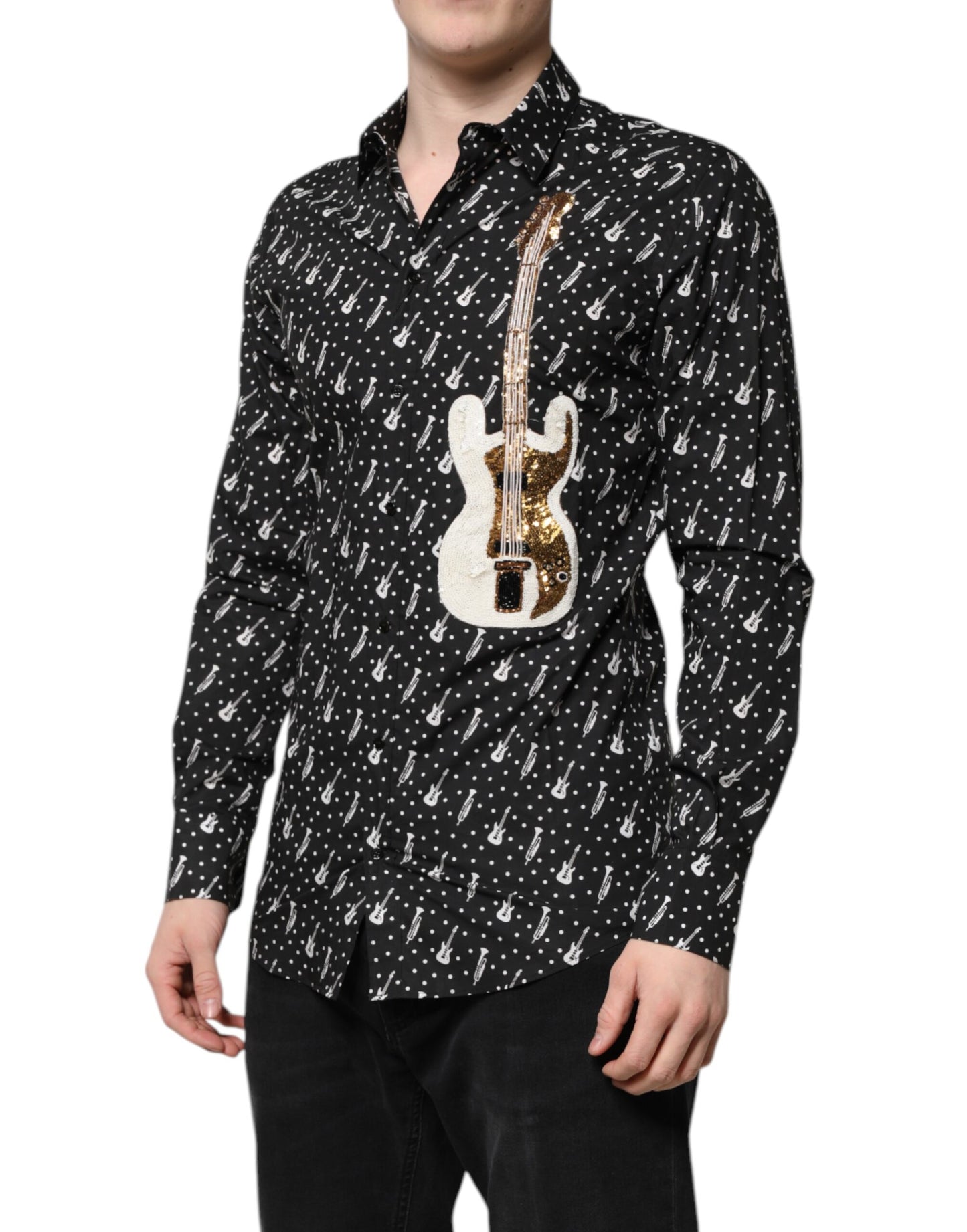 Camisa Dolce &amp; Gabbana con adornos de instrumentos dorados en negro